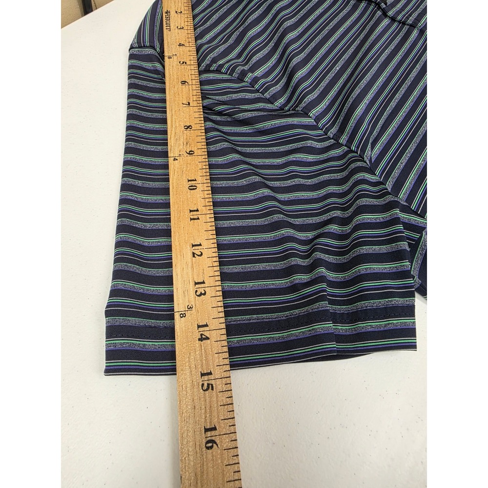 Cutter & Buck Mens Large CB DryTec Striped Golf Polo Shirt Blue Purple Lion Logo - Picture 6 of 6
